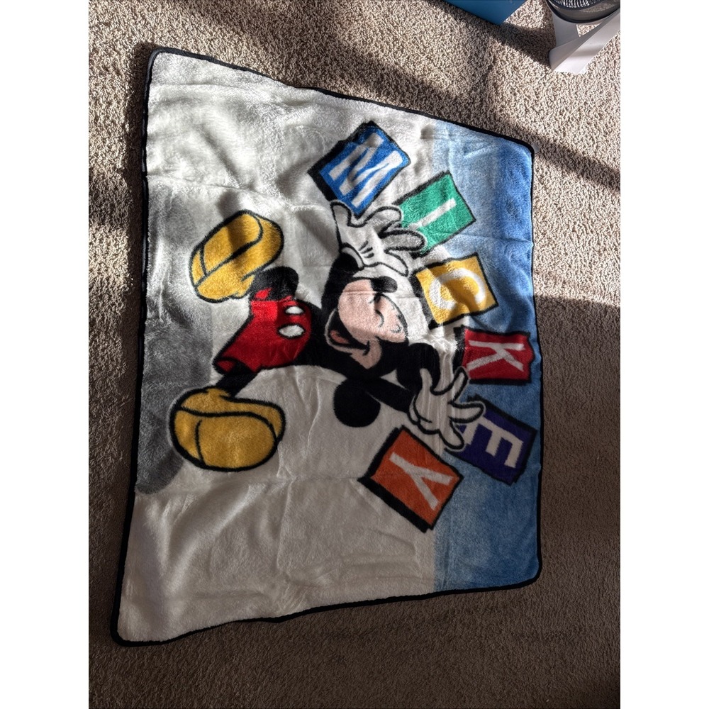 L-22 SOFT VINTAGE  BIEDERLACK MICKEY MOUSE BLANKET / THROW 50x60